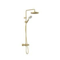 DIVE X, BRUSHED GOLD, COLOANA DE DUS CU BATERIE TERMOSTATATA, PALARIE 250MM CU 1 JET, PARA CU 3 JETURI, SUPORT SI FURTUN, 69067N0-00
